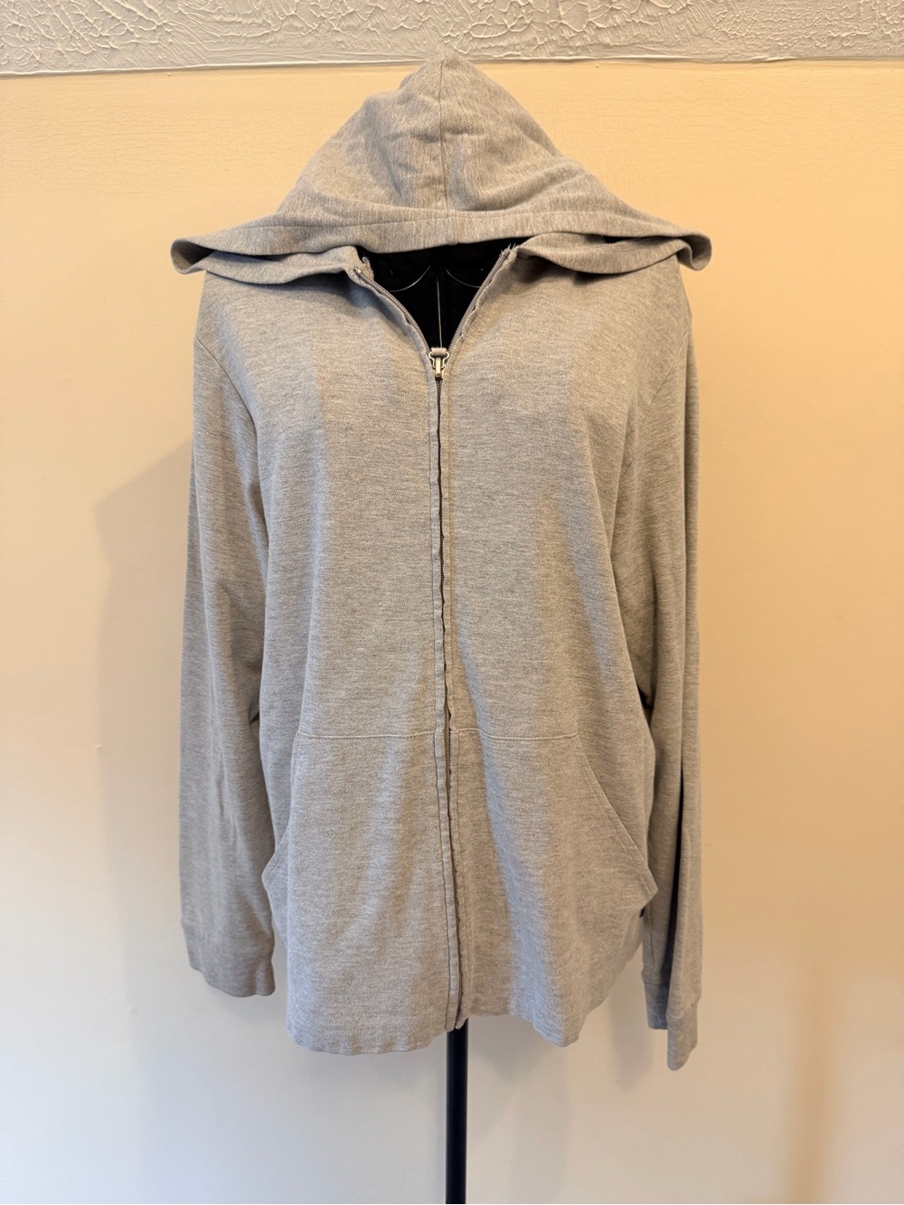 Womans New York And Co Casual Classic Gray Hooded Full Zip Sweatshirt Size Large
